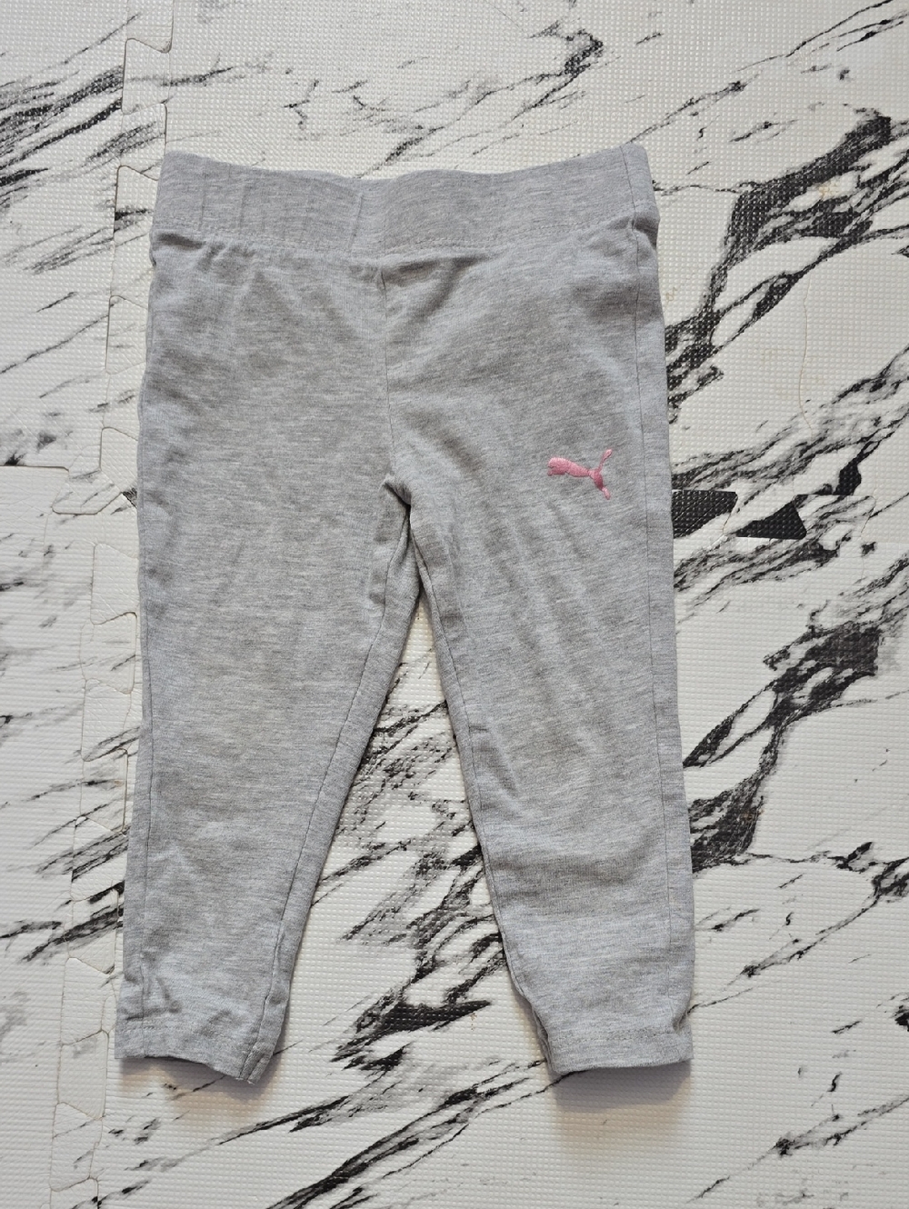 Puma Gray Girls' Leggings with Pink Puma Logo